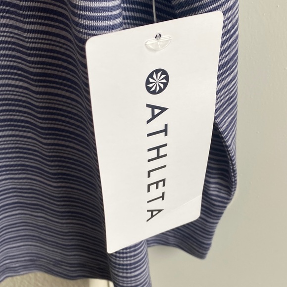 Athleta Women's Navy Striped Muscle Tee - Picture 2 of 6